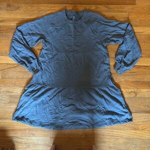 Aerie blue sweatshirt fabric pocket long sleeve dress